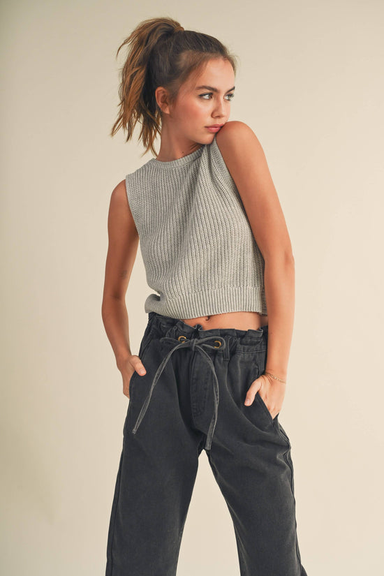 Knit Top with Twist Back (Grey)