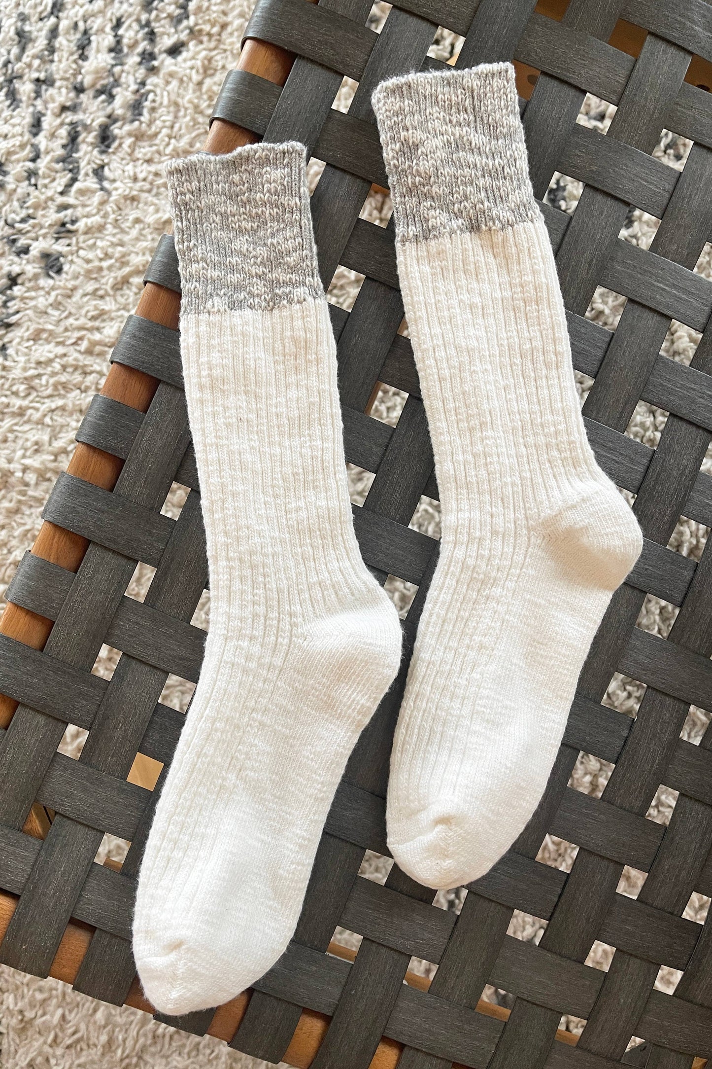 Cottage Socks: Linen/Ht. Grey