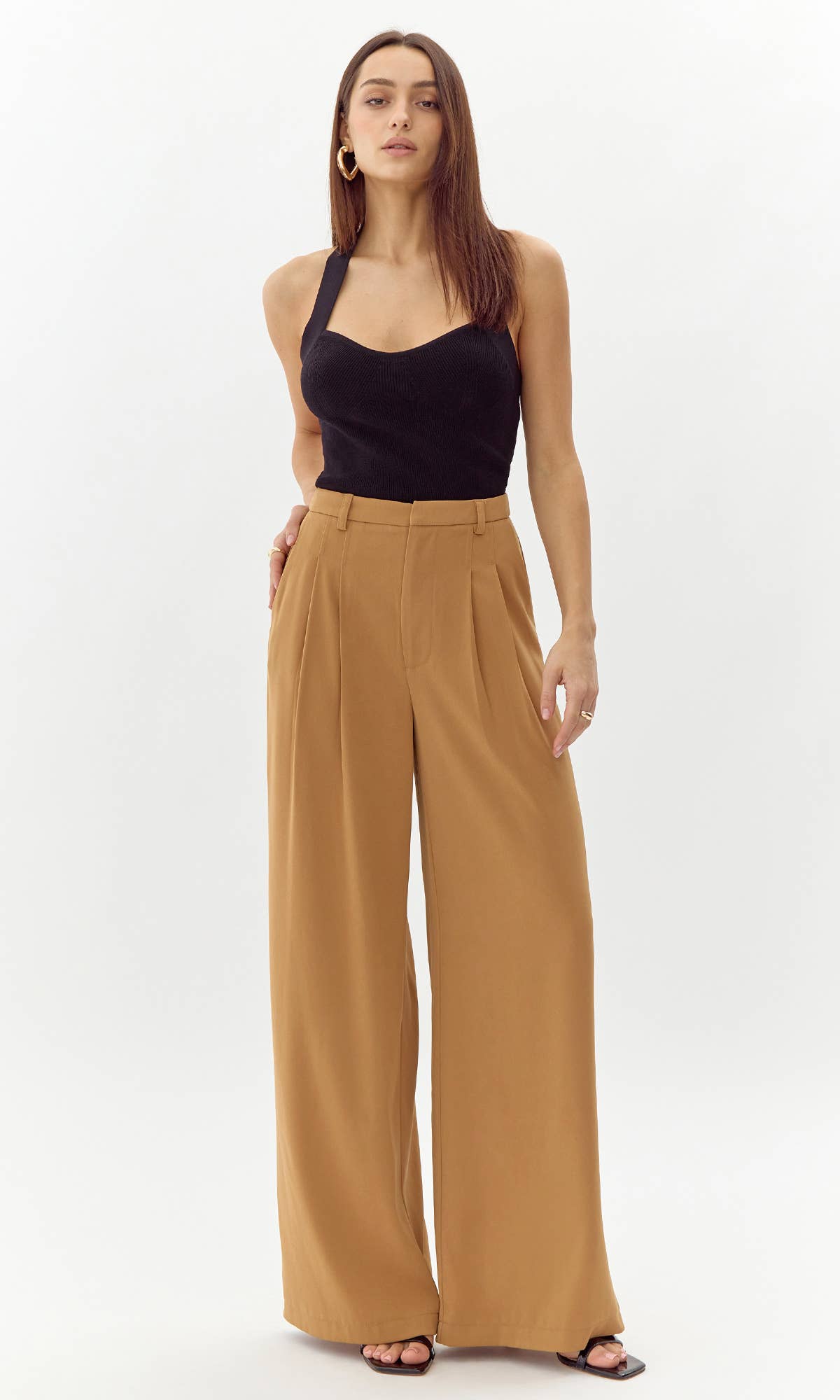 Stanley Wide Leg Trousers - Camel