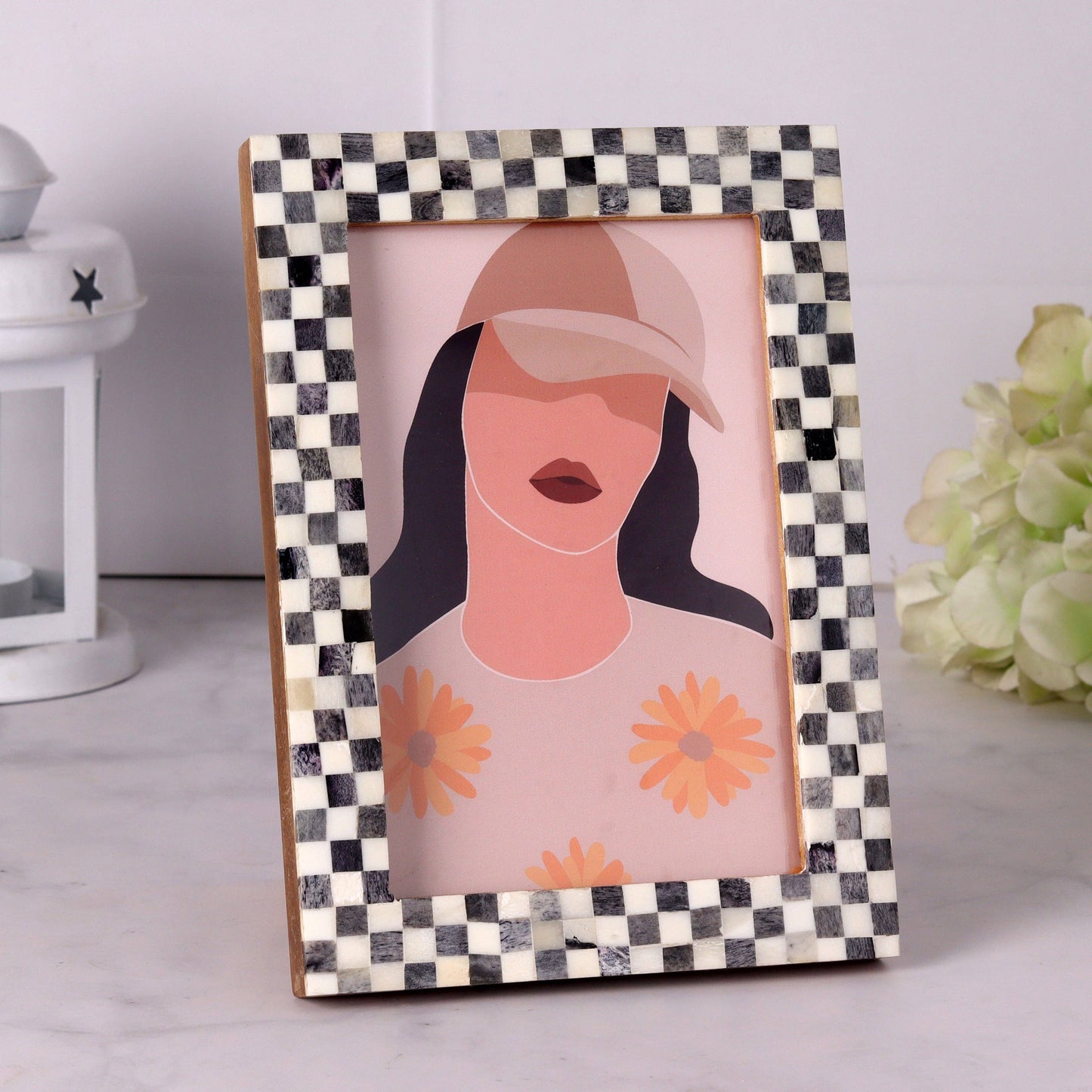 Checkered Grey Picture Frame  (4x6)