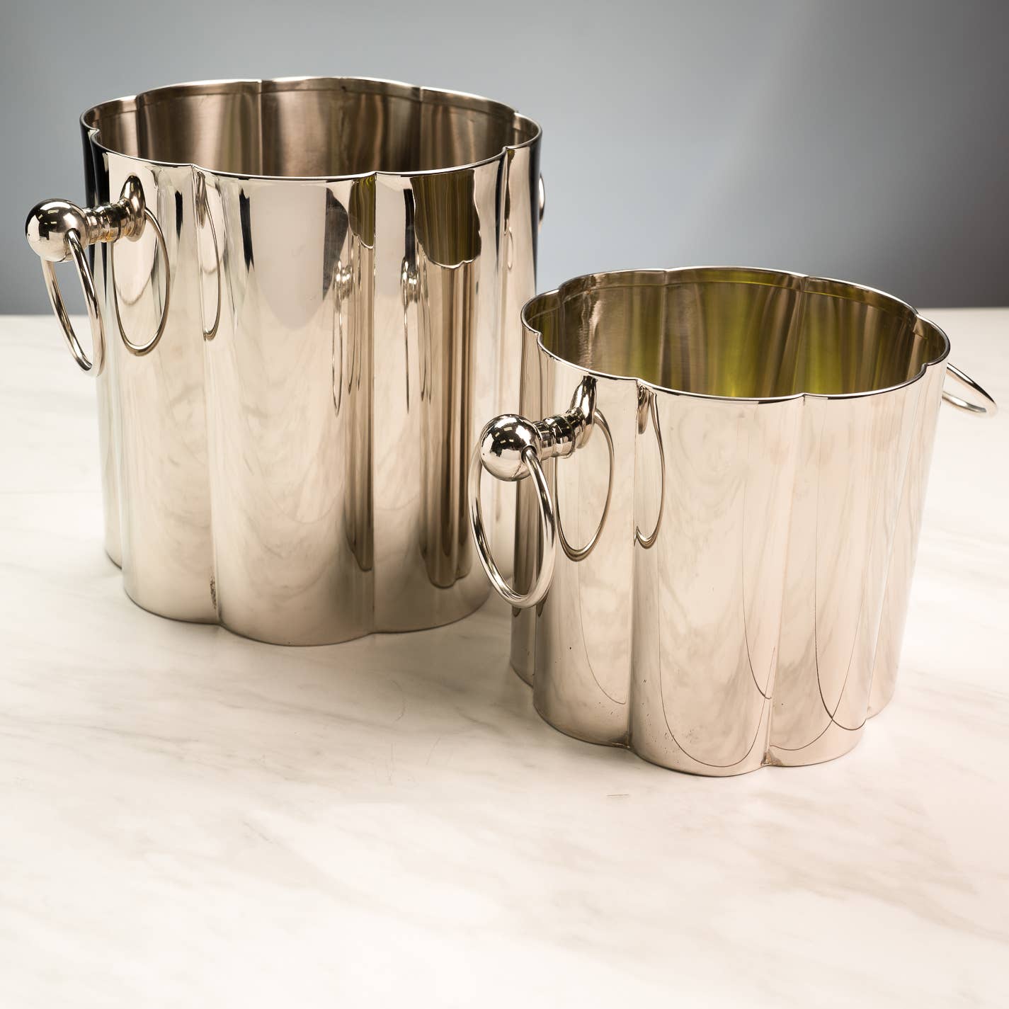 Polished Silver Ice Bucket with Handles