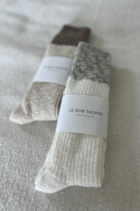 Cottage Socks: Linen/Ht. Grey