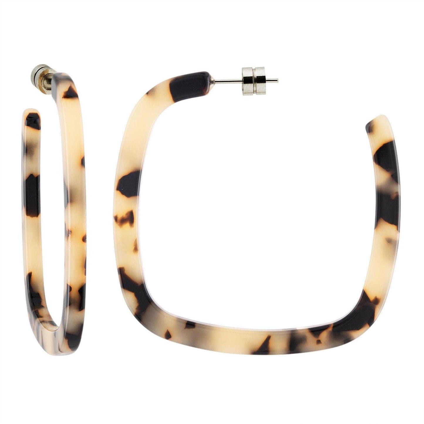 Large Square Hoops in Blonde Tortoise