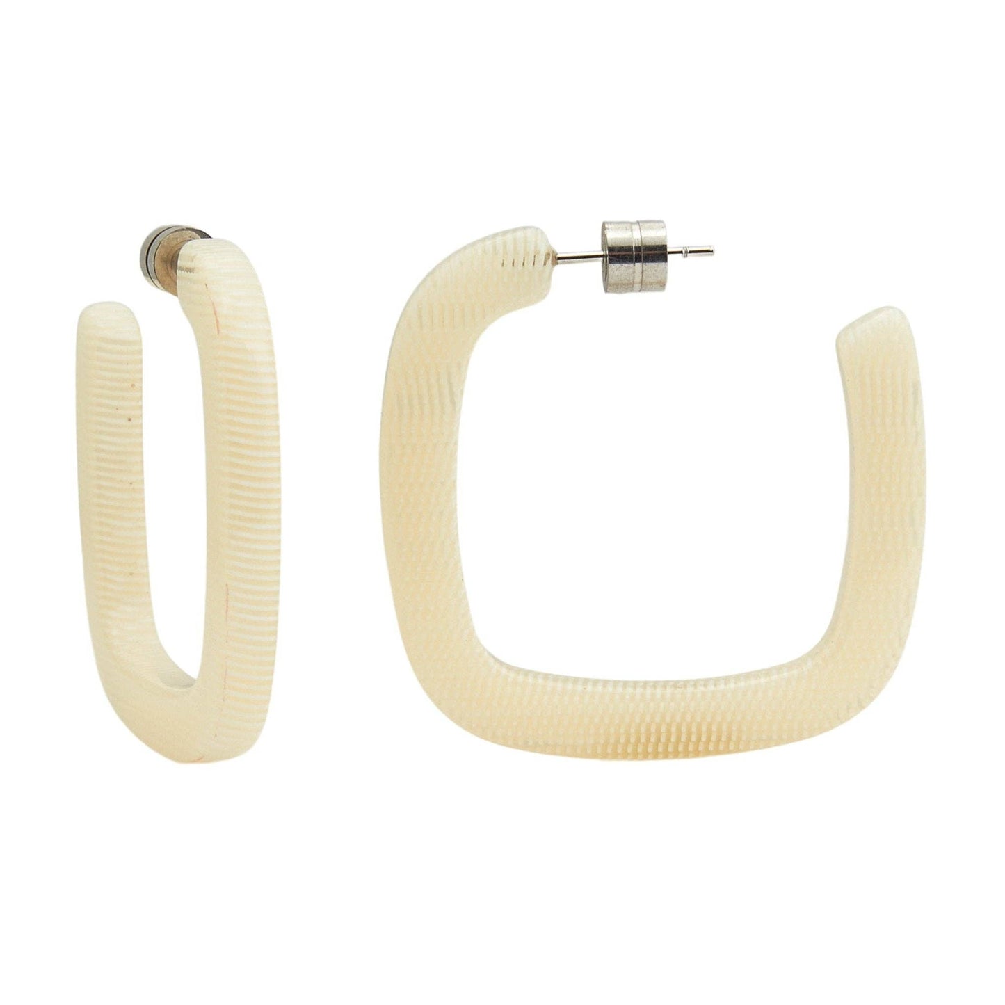 Midi Square Hoops in Cream Dot