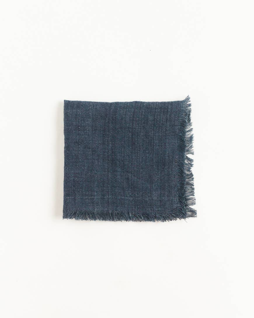 Stone Washed Linen Cocktail Napkin (Navy)