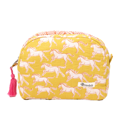 Horses Small Quilted Scallop Zipper Pouch