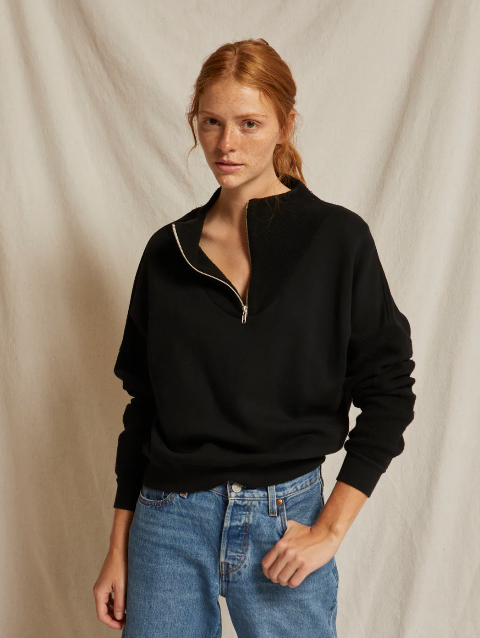 Tyra Quarter Zip Black