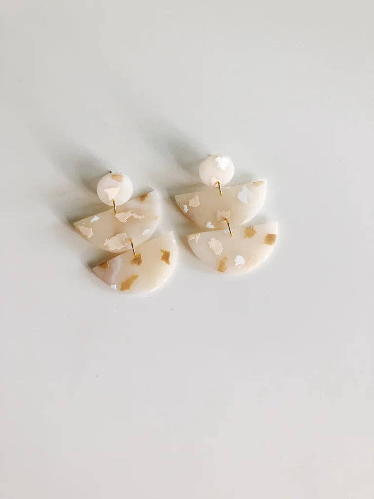 Nude Terrazzo Half Moon Earrings