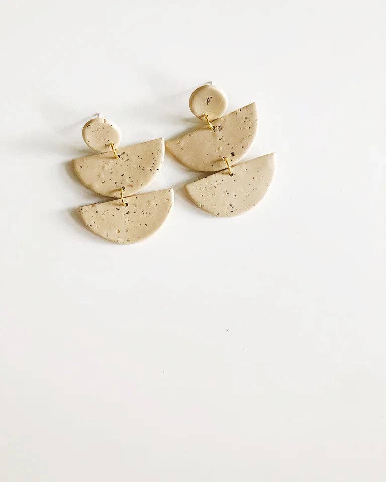 Speckled Tan Half Moon Earring