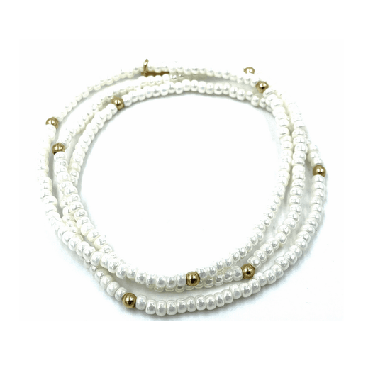 Vickie Bracelet Stack in Pearl White + Gold Filled